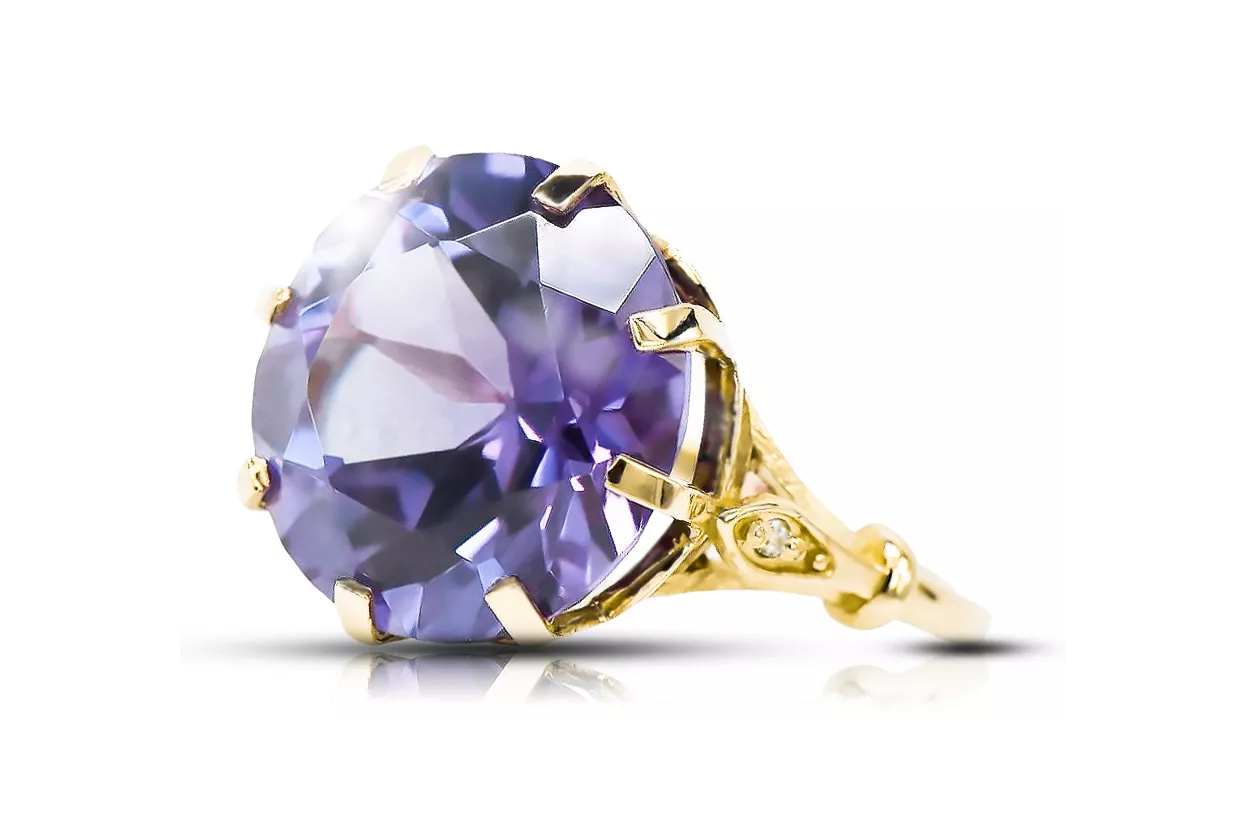 Александрит 14-кв Желтое золото Кольцо Винтаж изделия vrc073y